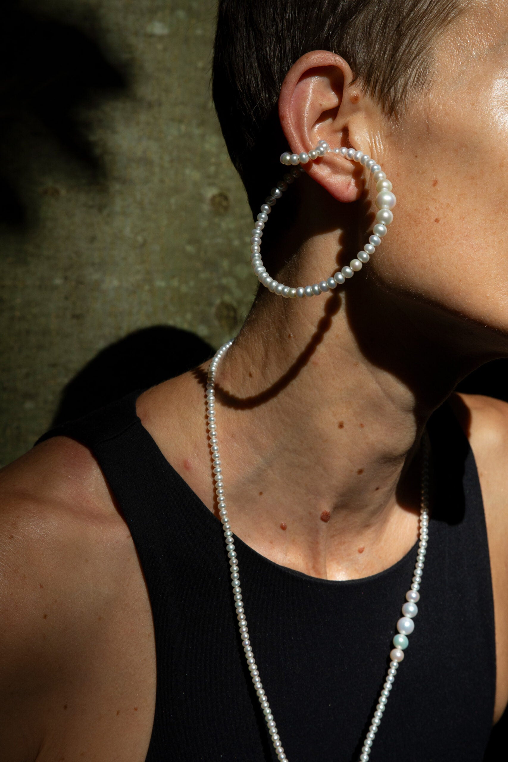 Big DROP PEARL Double Ear Cuff