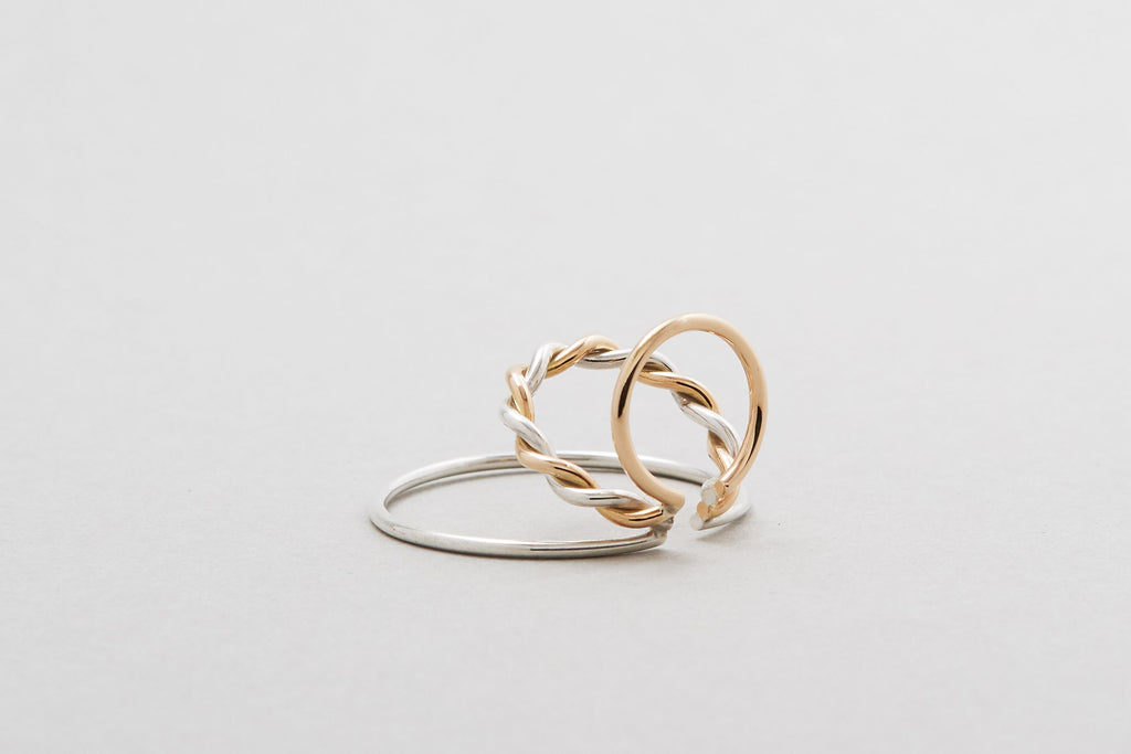 Bicolour TWISTED Triple Ear Cuff