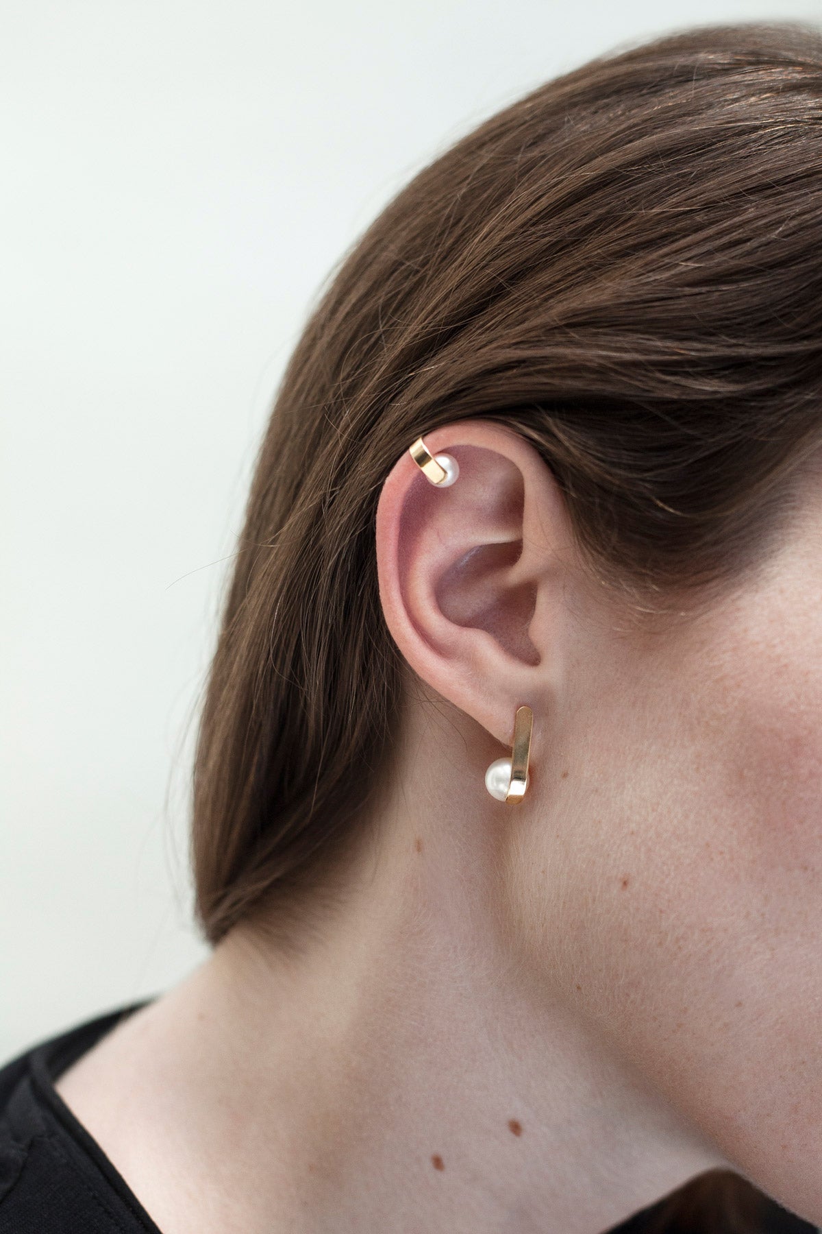 STRIPE PEARL Studs